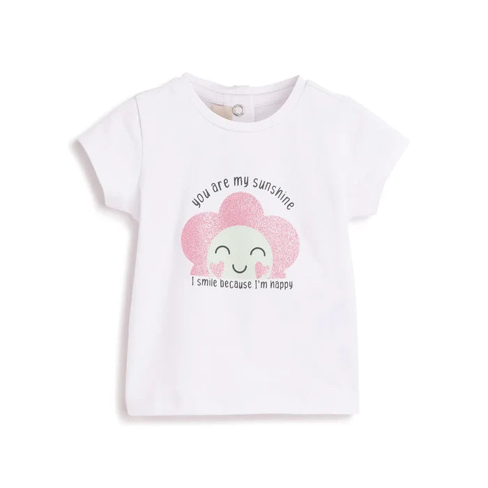 Girls White Graphic Printed T-shirt
