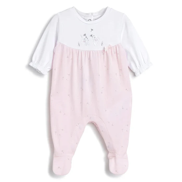 Girls White & Pink Leg Opening Babysuit