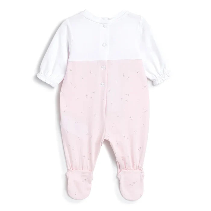 Girls White & Pink Leg Opening Babysuit