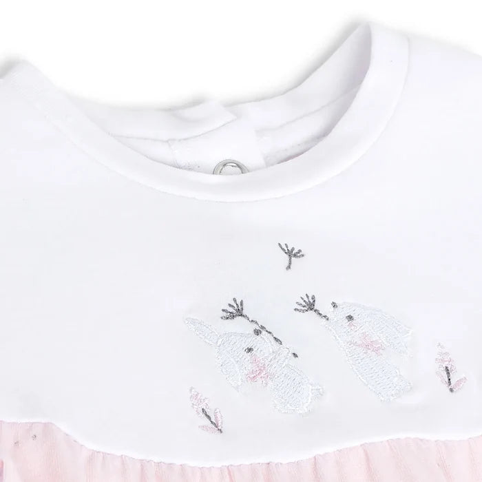 Girls White & Pink Leg Opening Babysuit