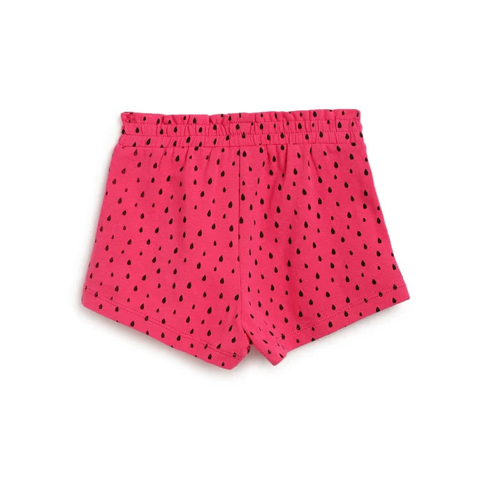 Girls White & Pink Printed Top with Shorts