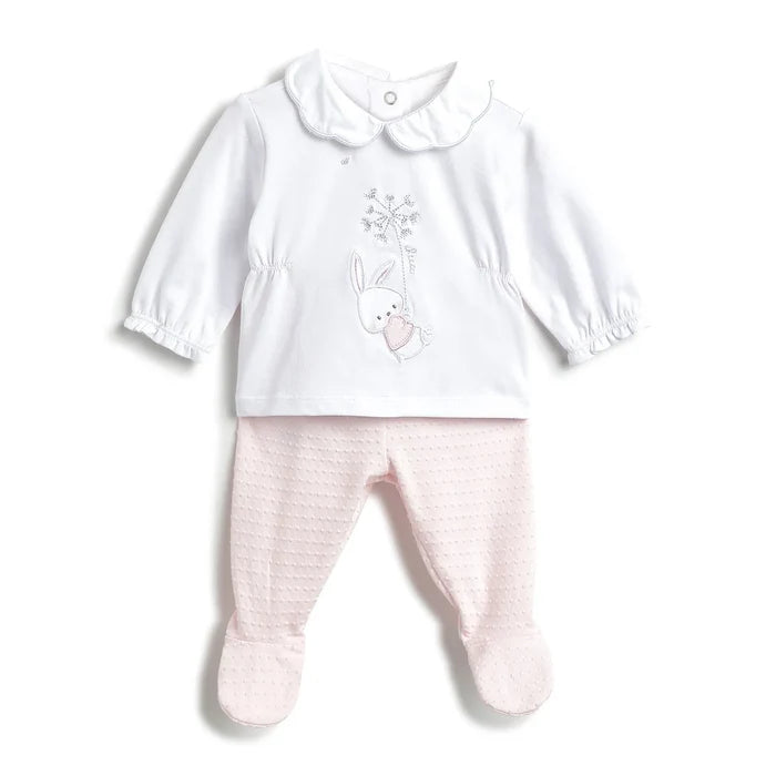 Girls White & Pink Top With Leggings