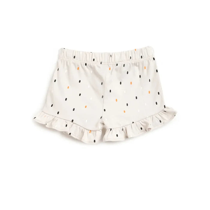 Girls White Printed Top with Shorts