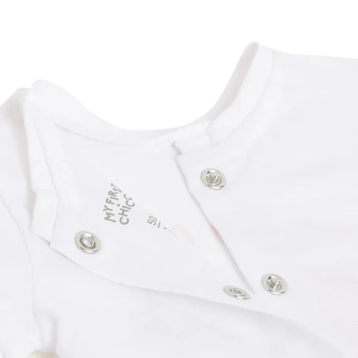 Girls White Printed Top with Shorts