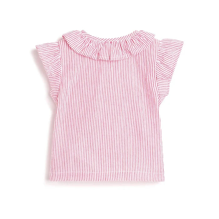 Girls White & Red Striped Shirt