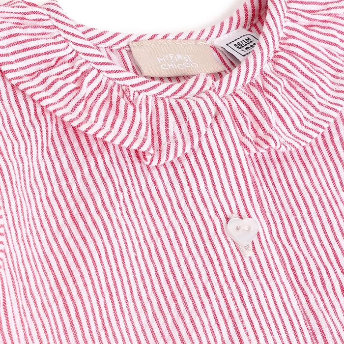 Girls White & Red Striped Shirt