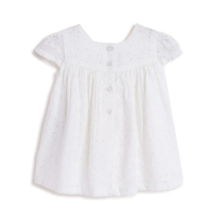 Girls White Short Sleeve Dress