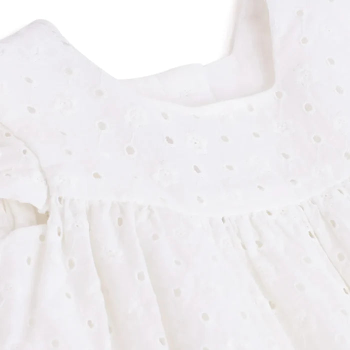 Girls White Short Sleeve Dress
