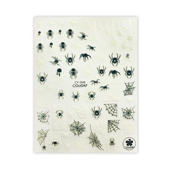 Glow in the Dark Spiders & Cobwebs - Self Adhesive | Lula Beauty
