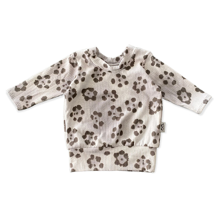 Grey Cheetah Flowers Ribbed Lounge Set