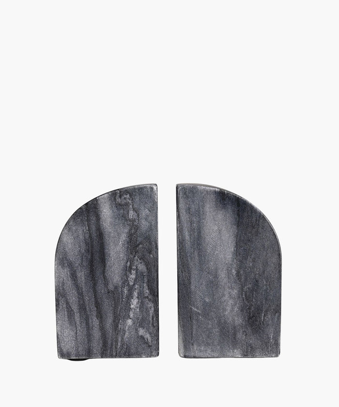 Two gray marble bookends on a white background. | SW Home