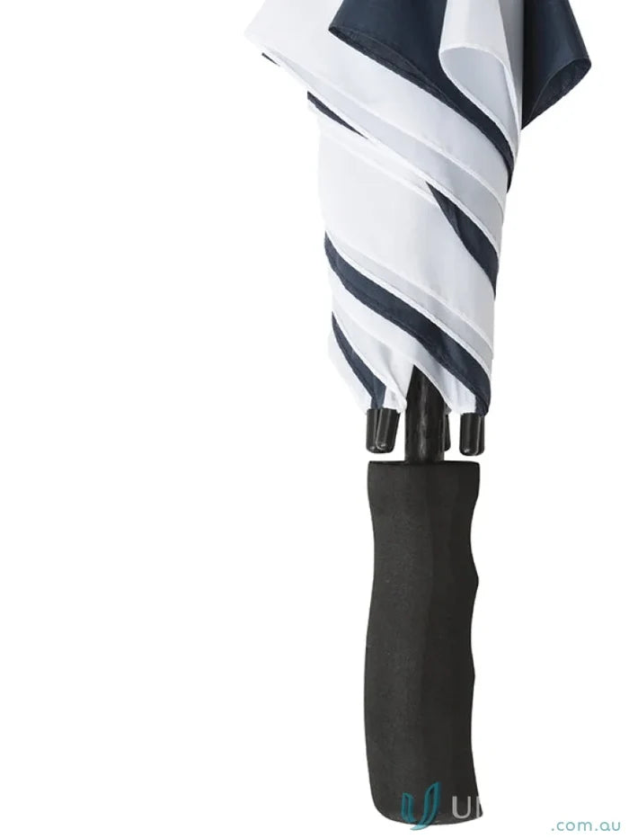 Closed striped Gusto Umbra with high quality wind-resistant frame and black handle