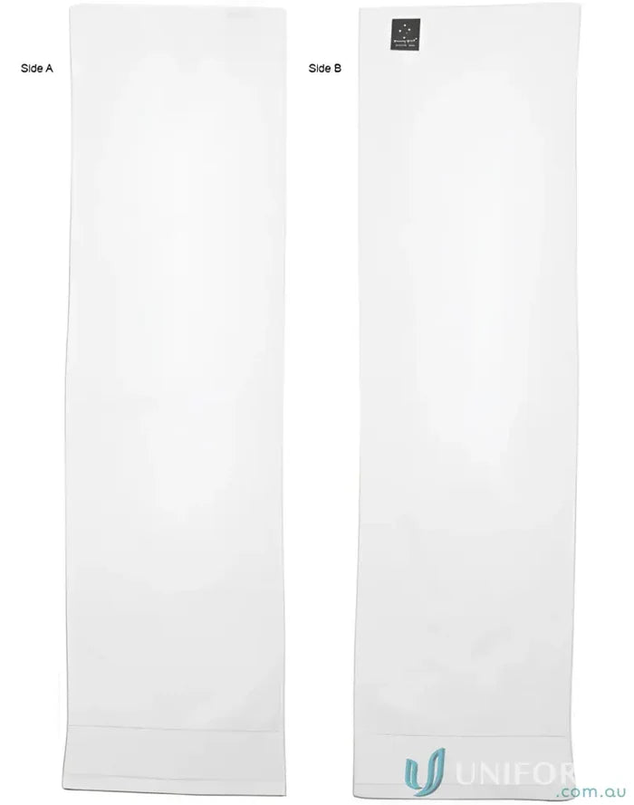 Two white terry towelling gym fitness towel fabric panels with velour finish