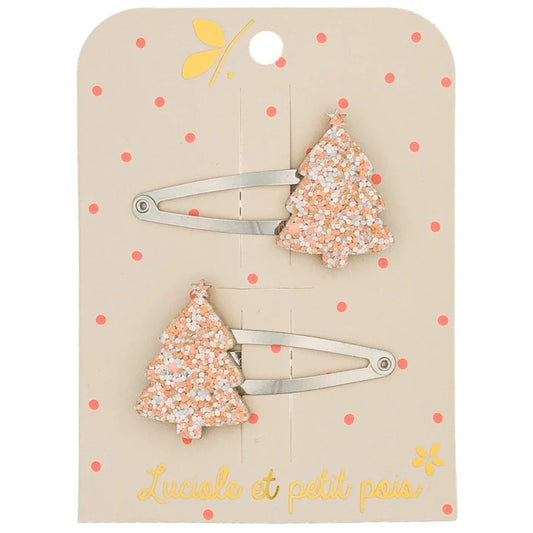 Luciole et Petit Pois - Hair Clips - Tree - Multi Cream - Set Of 2
