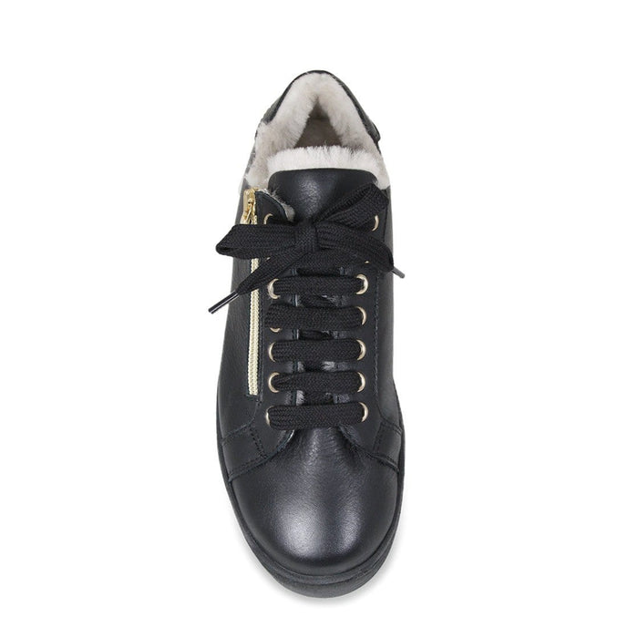 Halo: Black Leather & Shearling Shoes Sole Bliss