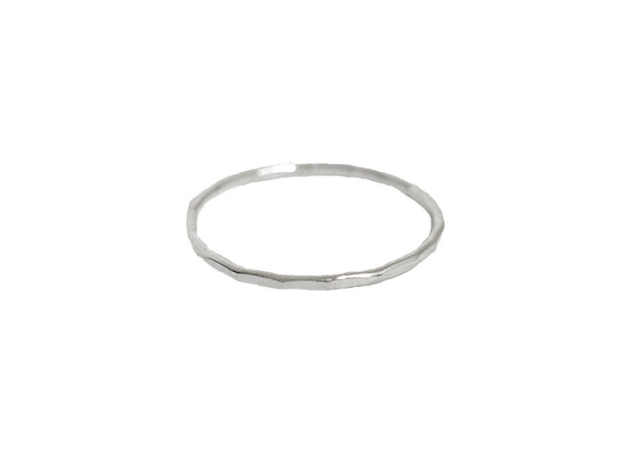 Hammered Thin Band Ring – Sterling Silver Minimalist Jewelry front view
