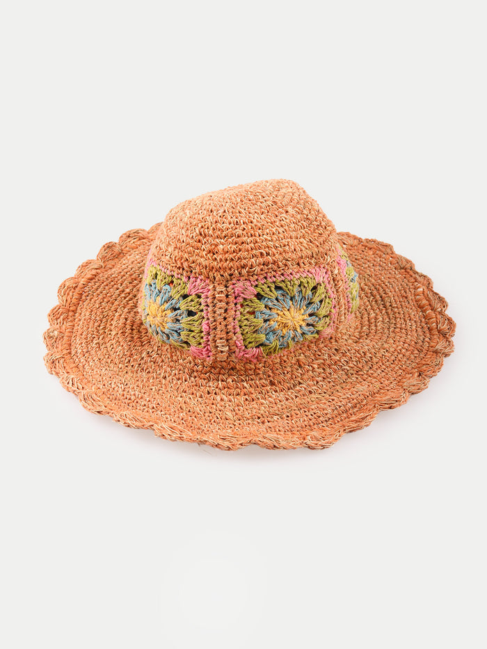 Hemp Cotton Flower Sun Hat | Clay-Image 1