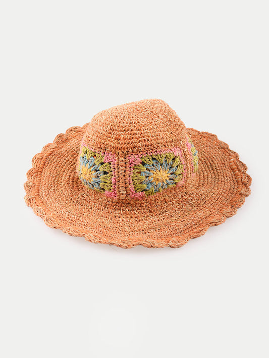 Hemp Cotton Flower Sun Hat | Clay-Image 1