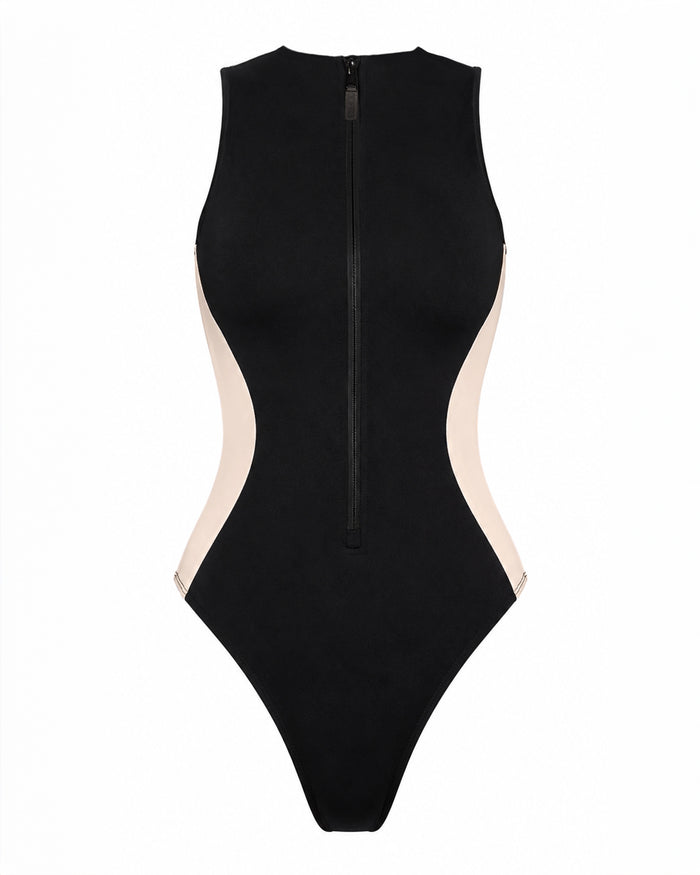 Outline image of Hi Cut Sleeveless Surfy - Contour Black/Oat