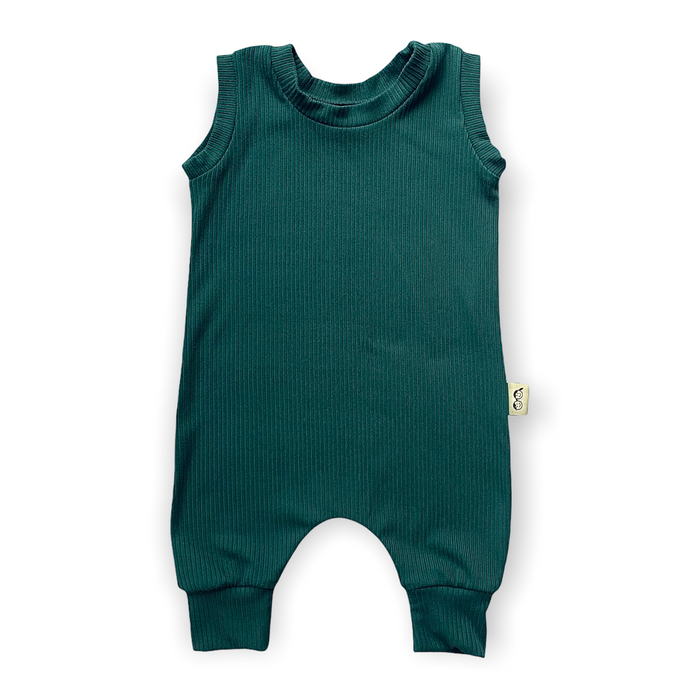 Hunter Green Ribbed Harem Romper