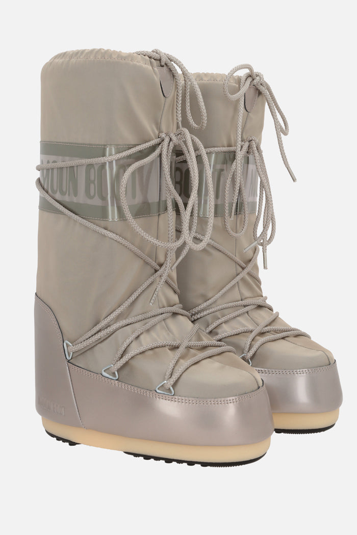 Icon Glance high-top snow boots in satin