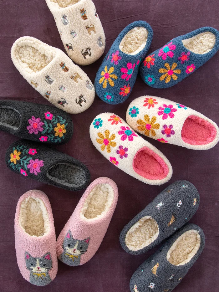 Icon Sherpa Slippers - Charcoal Folk Flower-view 4