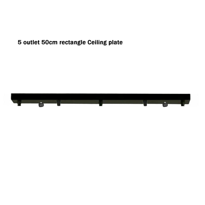 Industrial Square 5 Outlet Ceiling Rose Black 500mm Light Fitting~1207