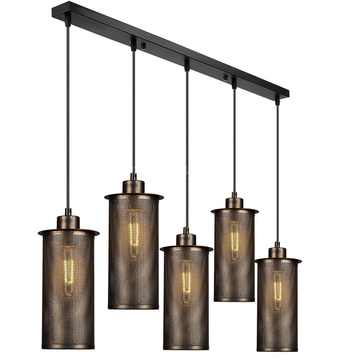 Industrial Square 5 Outlet Ceiling Rose Black 500mm Light Fitting~1207