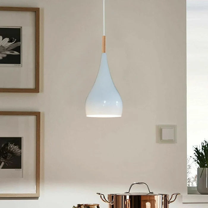 Industrial vintage E27 Tear Drop White Beat Style pendant shade ~3977