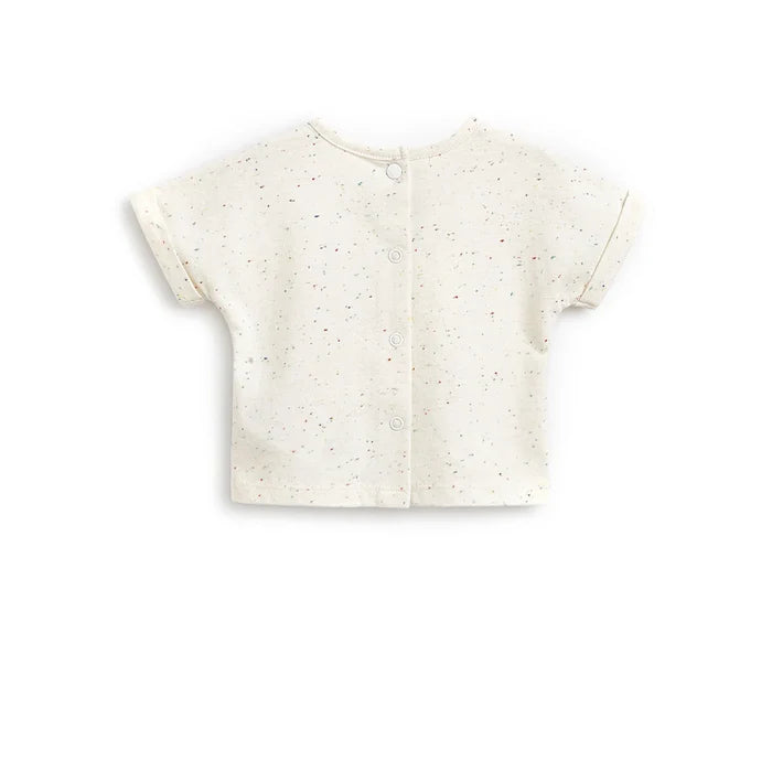 Infants White Printed Dungarees With T-Shirt