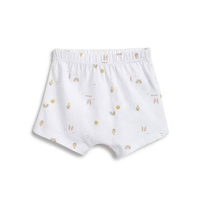Infants White Printed T-Shirt With Shorts