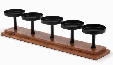 Iron and Wood 5- Candle Holder - 20in