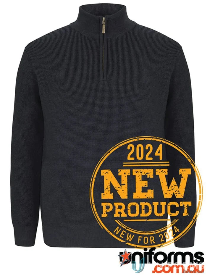 Black chunky half zip sweater from JBs Chunky Half Zip Jumper with antique brass half-zip