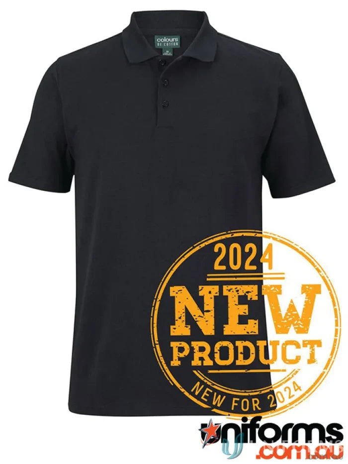 Black stretch polo shirt from JB’s Colours of Cotton S/S Slim Fit with soft hand feel