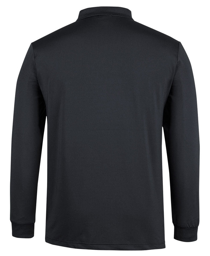 JBs Podium long sleeve stretch polo 7STL in black with ribbed collar cuffs