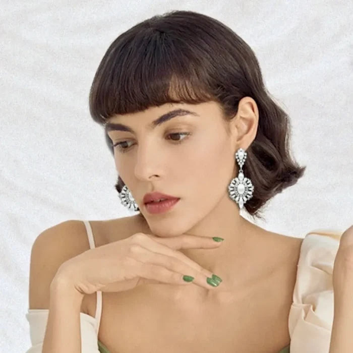 Wedding Jewelry - Pearl and Rhinestone Bridal Earrings
