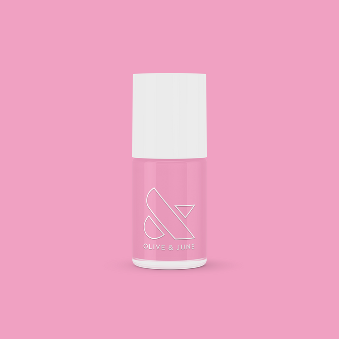 JM gel polish bottle in pinky lavender shade by Olive and June for smooth, long-lasting at-home manicures