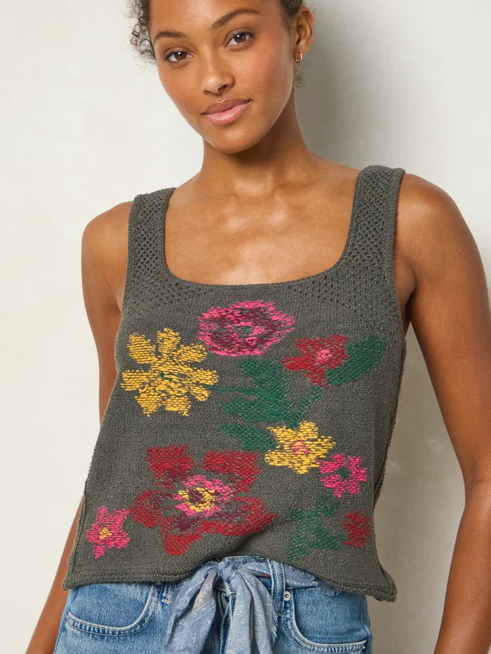 Jo Intarsia Sweater Tank - Washed Black-view 1