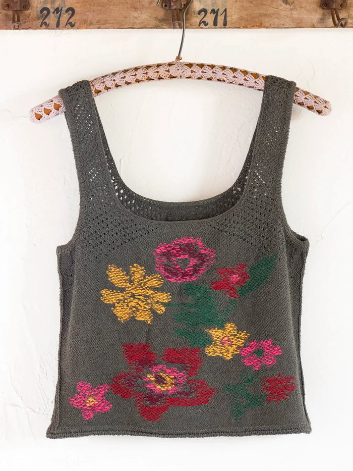 Jo Intarsia Sweater Tank - Washed Black-view 2
