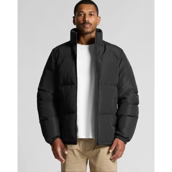 Black Josh puffer jacket with high collar and quilted design ideal for workwear and durable work uniforms