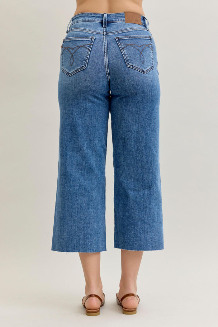 Judy Blue High Waist Crop Jeans  w/ Raw Hem