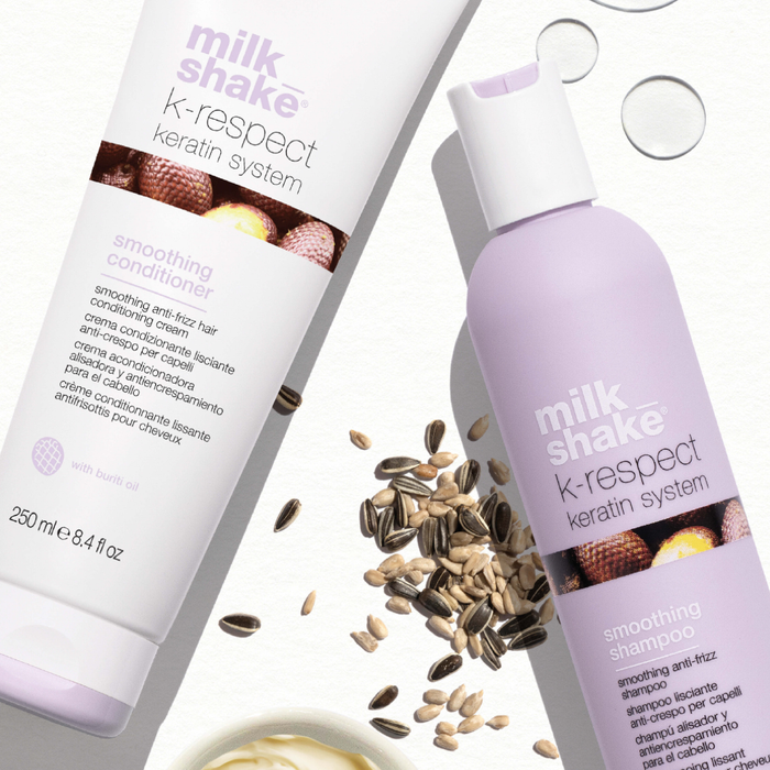 milk_shake  hair care products with ingredients on a white background