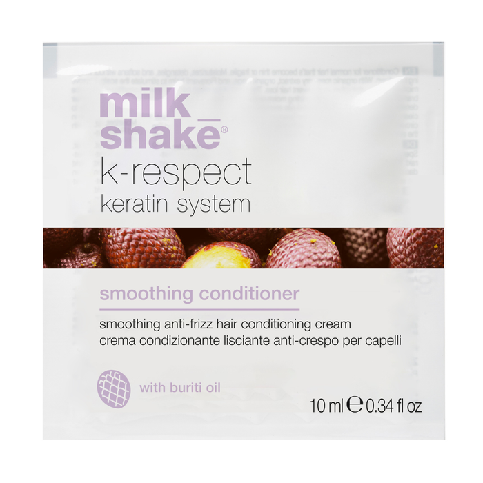 milk_shake  k-respect keratin system smoothing conditioner sample packet on a white background