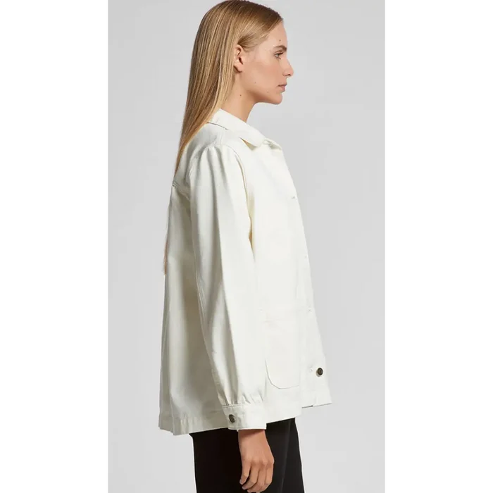 Off-white cotton keely denim jacket with classic collar and buttoned cuffs perfect for workwear and uniforms