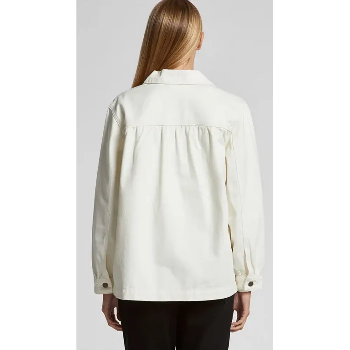 Off-white cotton keely denim jacket with relaxed fit and buttoned cuffs perfect for workwear and uniforms
