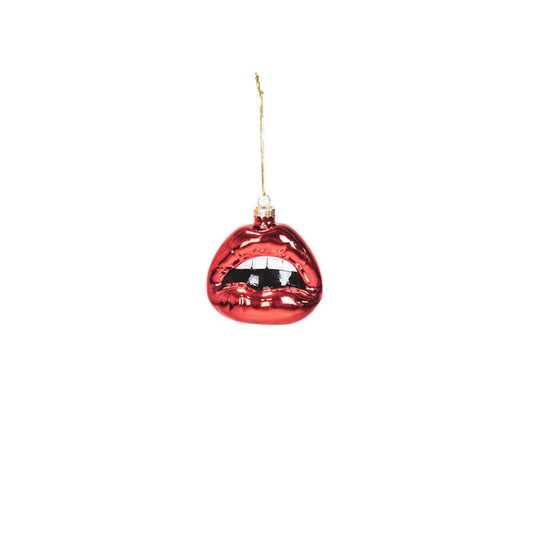 Kersthanger - Lip - Glas - Rood - 8,5x3,5x8,5cm