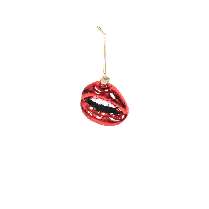 Kersthanger - Lip - Glas - Rood - 8,5x3,5x8,5cm