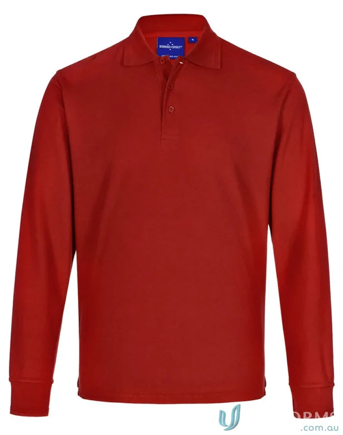 Kids traditional poly red long sleeve polo shirt from Kids Pique LS Polo collection