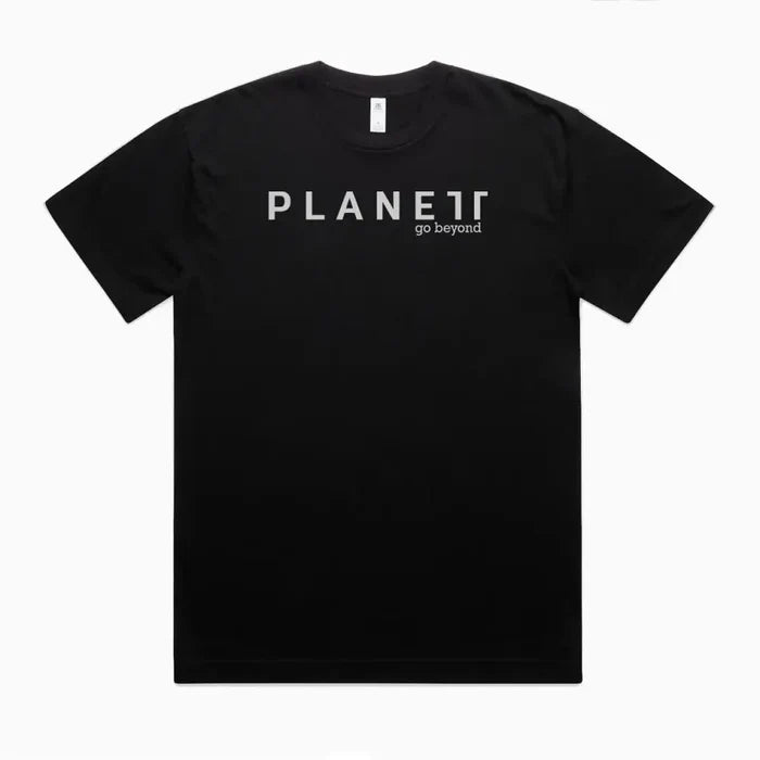 Kik Oversize Tee with planet go beyond print, mens street tees wide neck ribbing
