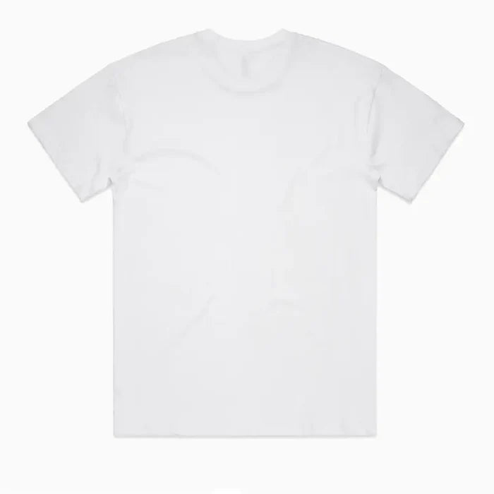 Kik oversize tee: white cotton with subtle textured front, wide neck ribbing